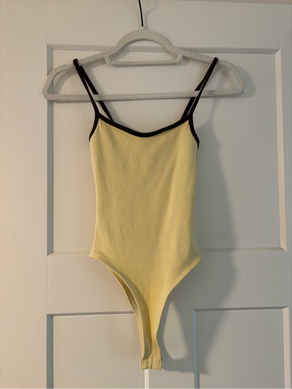 Zara Yellow Bodysuit with Brown Trim